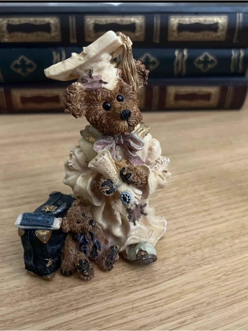 Boyds Bears Cream and Brown Graduation Bear Figurine - Vintage Collectible